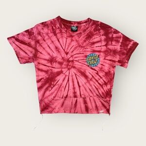 Custom Santa Cruz Skateboards Spiral Tie-Dye Tee - Red